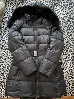 Women’s Black Puffer jacket with REAL-Fur Trim